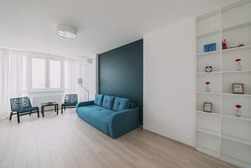 Light interior with flooring in a modern apartment