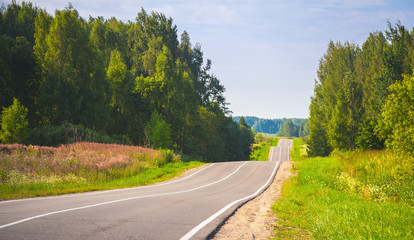 Canvas Print - Empty rural highway in summer