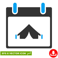 Wall Mural - Camping Calendar Day icon. Vector EPS illustration style is flat iconic bicolor symbol, blue and gray colors.