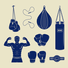 Canvas Print - Boxing and martial arts logo badges, labels and design elements