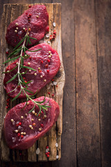 Raw beef steaks