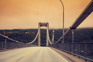 Fototapete - Road bridge at sunset