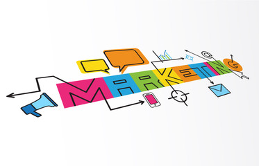 Wall Mural - MARKETING Line Icon Sketch Notes