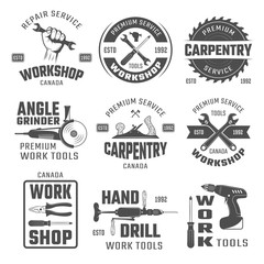 Work Tools Black White Emblems