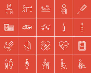 Sticker - Medicine sketch icon set.