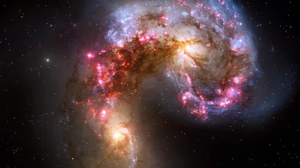 Galaxies Collision in Outer Space Animation