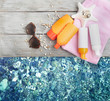 © Africa Studio - Summer beach set on swimming pool water background