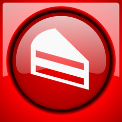 Leinwandbilder - cake red icon plastic glossy button