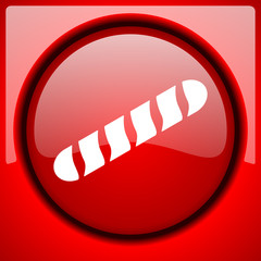 Poster - baguette red icon plastic glossy button