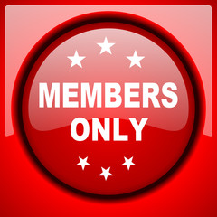 Poster - members only red icon plastic glossy button