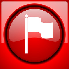 Aufkleber - flag red icon plastic glossy button