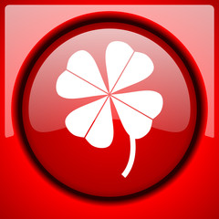 Aufkleber - four-leaf clover red icon plastic glossy button