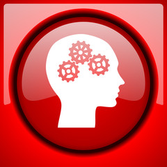 Aufkleber - head red icon plastic glossy button