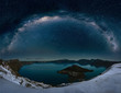 Crater lake with milkyway