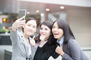 Wall Mural - businesswoman selfie and smile happily