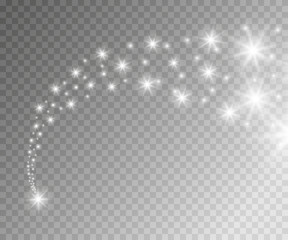 Wall Mural - a bright comet with large dust. falling star. glow light effect. vector illustration