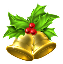 Holly Gold Bell Christmas Design