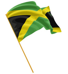 Wall Mural - 3D Jamaican flag with fabric surface texture. White background.