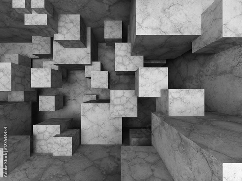 Fototapeta abstrakcyjne tło z betonowymi blokami 3D