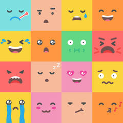  Set of emoji, emoticons flat style vector icons