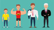 © AyhaanA - Cartoon characters showing age progress. People Generations. European man. Flat
