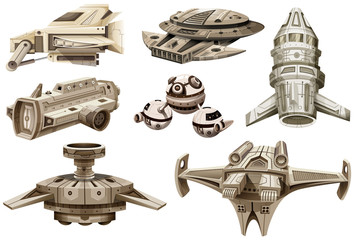 Wall Mural - different designs of spaceships