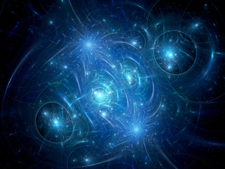 Wall Mural - blue glowing chaos in space