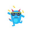 Blue Monster With Horns And Spiky Tail Dancing In Club