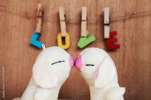 soft toys love concept Fotobehang