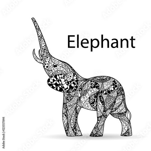 abstract black and white ornament of an elephant Stock Vector Adobe Stock