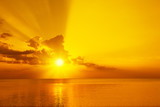 Fototapeta Zachód słońca - Magic golden sunset over sea