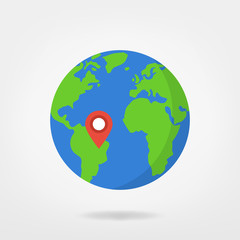 Wall Mural - location marker on world illustration - south america
