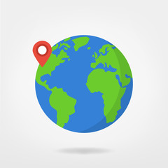 Wall Mural - pin point on world map illustration - usa
