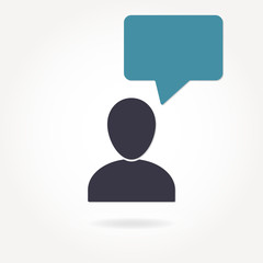 Wall Mural - person icon with speech bubble and text space. conversation design template. vector illustration.