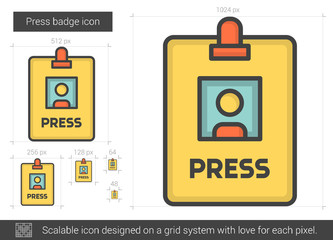 Poster - Press badge line icon.