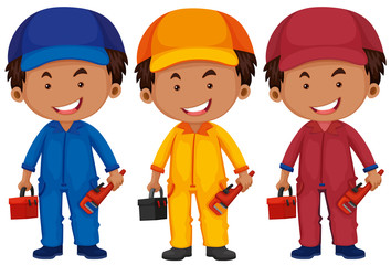 Poster - Plumbers in different color uniform