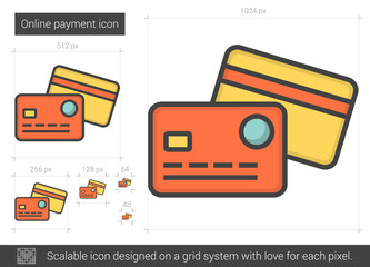 Sticker - Online payment line icon.