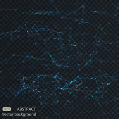 Abstract triangles space low poly. Dark background with connecting dots and lines. Light connection structure. Polygonal vector background. Futuristic hud. 
