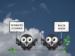 Wall Mural - Comical website maintenance closed back soon message  