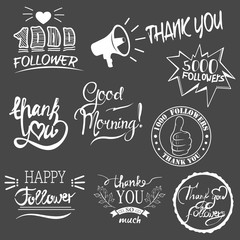 Set of vintage Thank you badges, labels