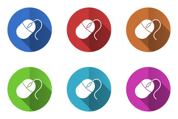 Fototapete - Flat design colorful mouse vector icons