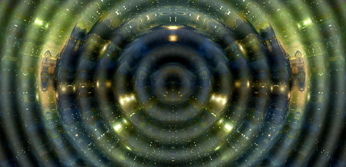 Poster - graphic concept of music in space, cosmic sound waves, computer design, music concept.