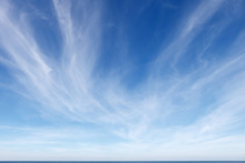 Beautiful Blue Sky With White Cirrus Clouds