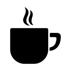 cup of coffee tea hot drink black vector icon on white backgroun