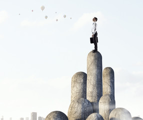 Wall Mural - she reached the top of sucess . mixed media