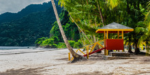 Maracas Beach Trinidad And Tobago Lifeguard Cabin Side View Empty Beach