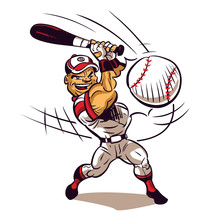 Baseball Player Hitting Ball