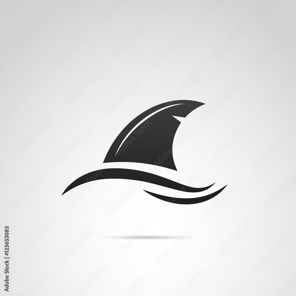 Shark's fin vector icon. - obrazy, fototapety, plakaty 