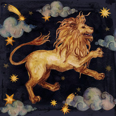 Wall Mural - zodiac sign - leo. watercolor illustration. isolated.