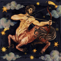 Wall Mural - zodiac sign - sagittarius. watercolor illustration. isolated.